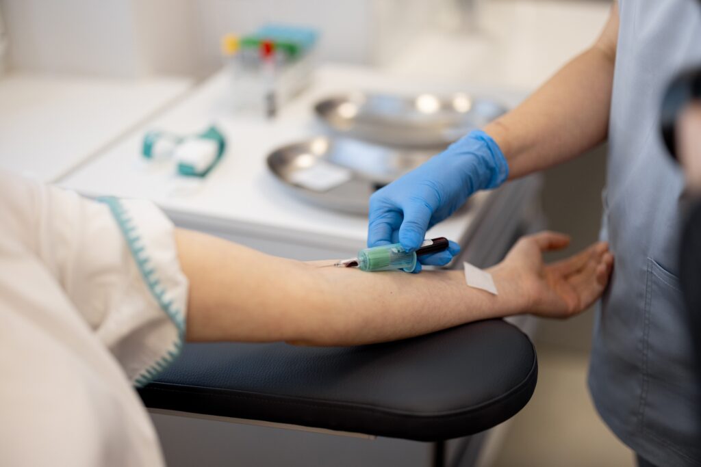 Process of taking blood for test